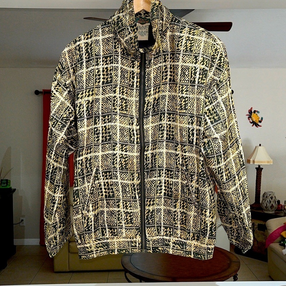 Vintage 80’s Out Brook Silk Chain Print Jacket Size M